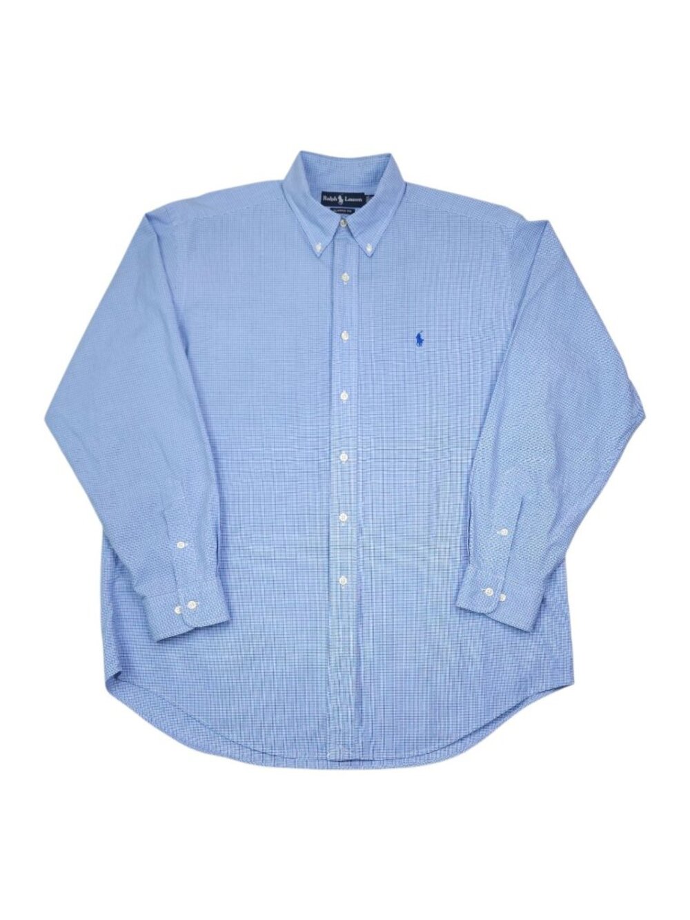 Ralph Lauren Men Classic Fit Blue Check Button-Down Shirt Size 16.5 34/35 Cotton
